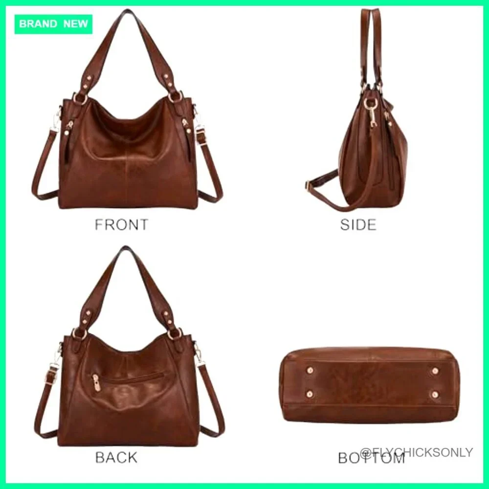 Large Hobo Tote with Wallet Set, Vegan Leather, Adjustable Strap, Multi-Pocket